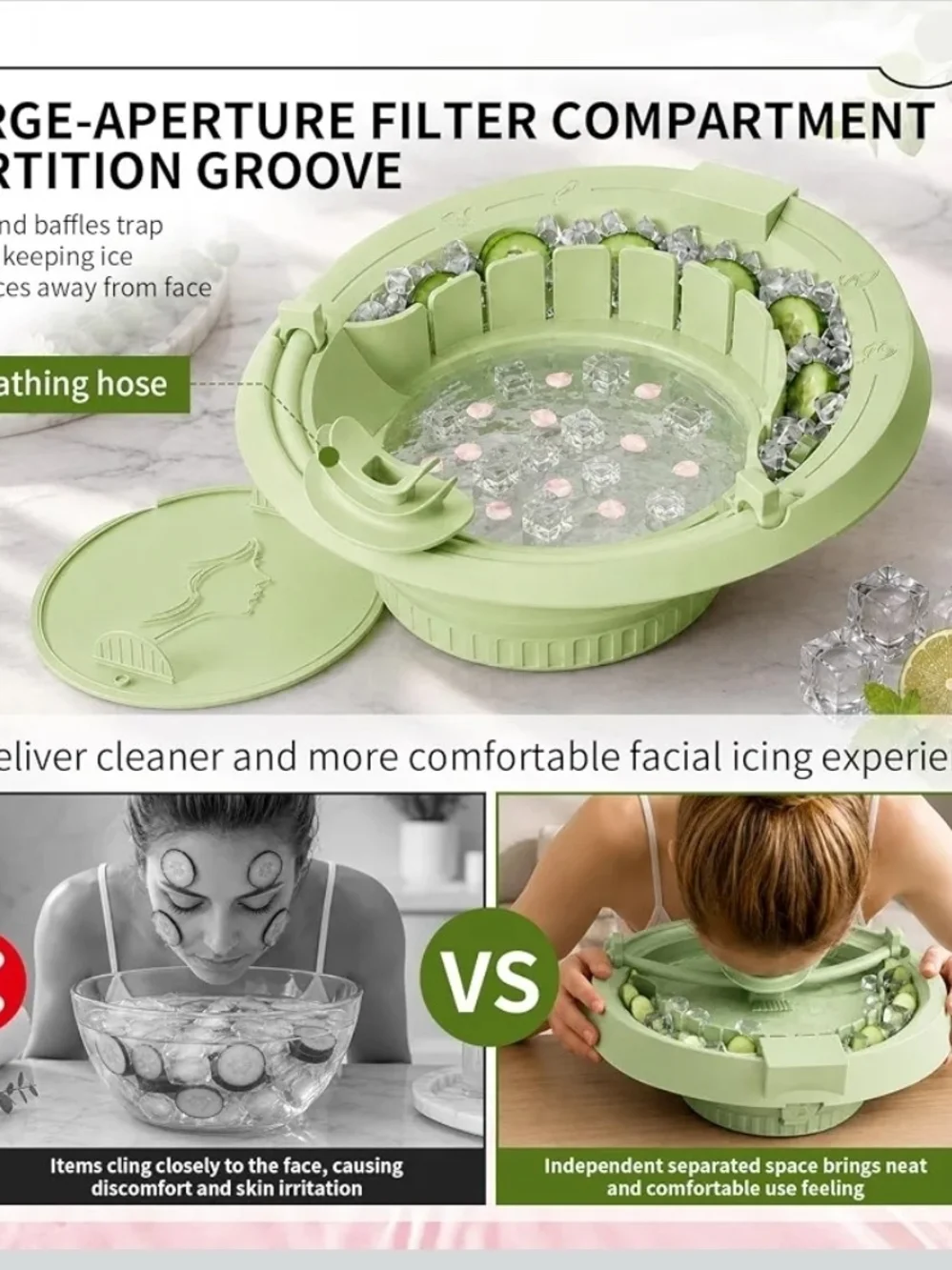 Kids Cooling Face Spa Basin in Light Green - Facial Steam Bowl